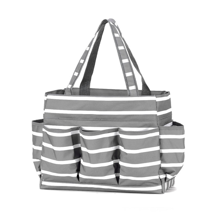 Grey Striped Carry All Bag