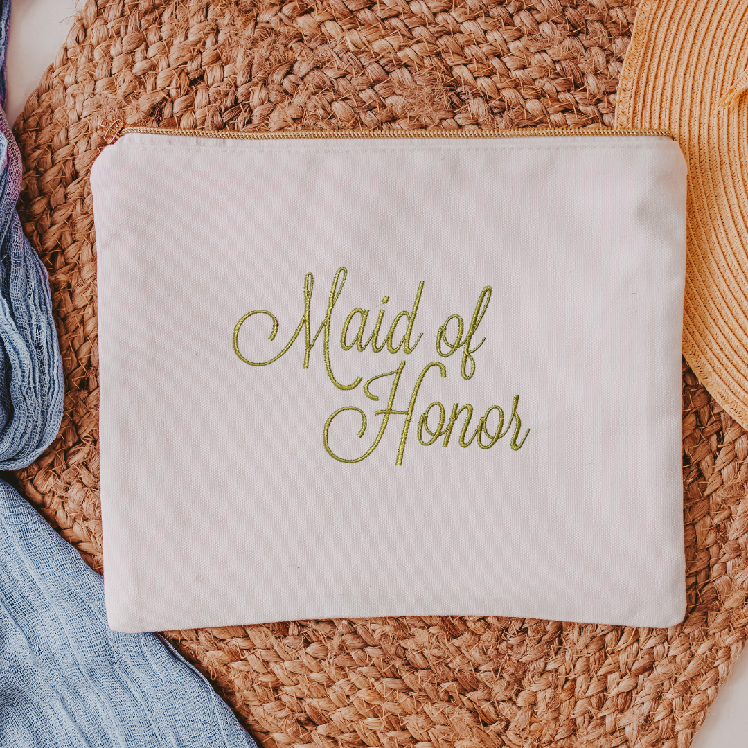 Personalized Bridal Party Cosmetic Bag Bundle – Set of 3 (Bride, Bridesmaid, MOH, Mother of Bride, etc.)