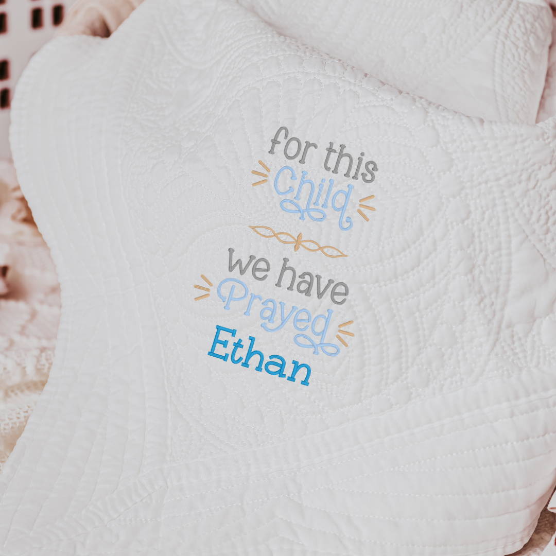 or This Baby We Have Prayed – Personalized Heirloom Baby Blanket, Custom Baptism Gift