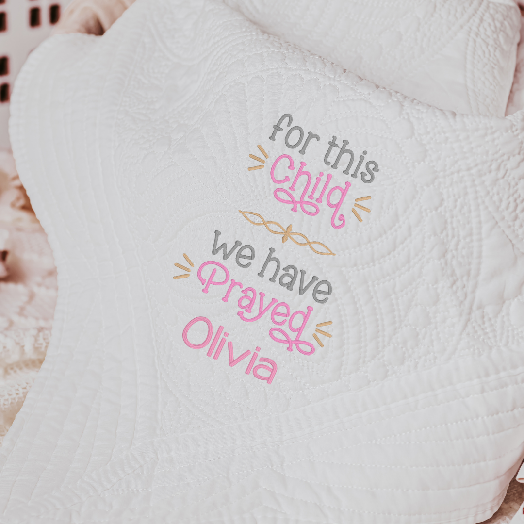 or This Baby We Have Prayed – Personalized Heirloom Baby Blanket, Custom Baptism Gift