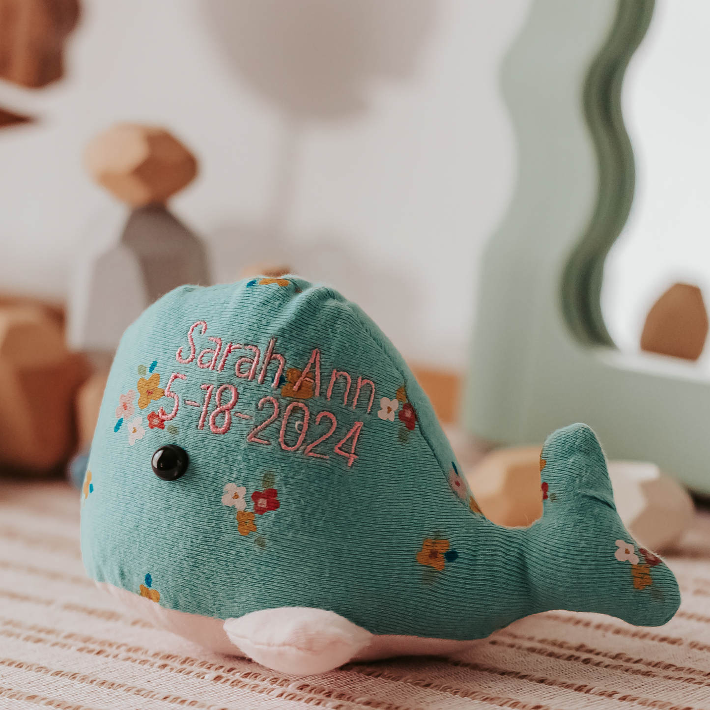 🐳 Custom Stuffed Whale Made from Baby Onesies – Personalized Memory Keepsake for New Parents, 1st Birthday, or Baby Memorial