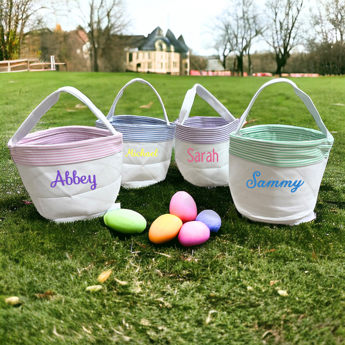 Personalized Seersucker Easter Basket | Handcrafted Easter Basket