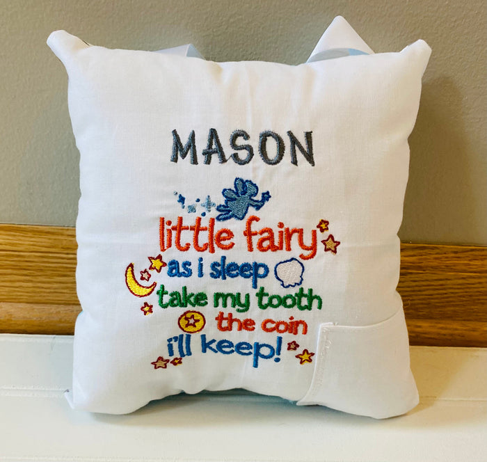 Tooth Fairy Pillow -Personalized - Tooth Pillow for Door - Gift For Girl- Gift for Boy