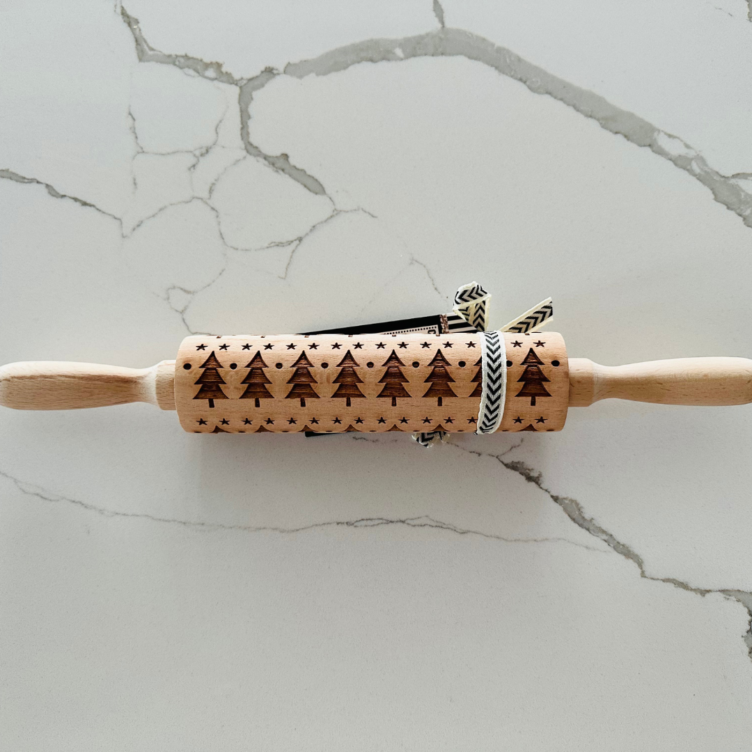 ON SALE!
The Embossed Christmas Tree Rolling Pin is a beautifully crafted kitchen tool, made with the highest quality materials in the USA. Measuring 13.75 in