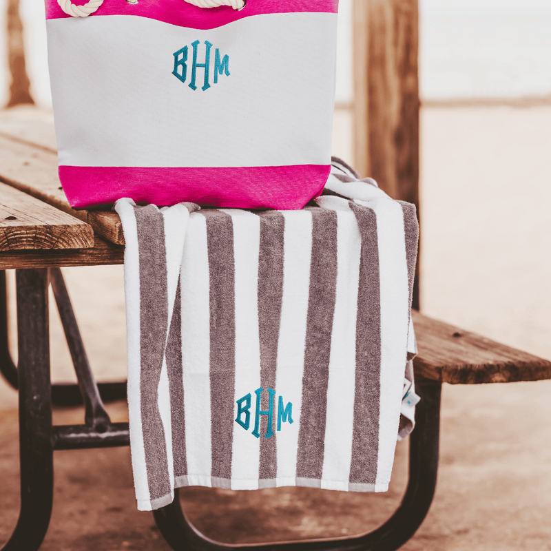 Gray Striped Cabana Beach Towel
