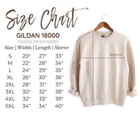 Custom Hockey Mom Crew Neck Sweatshirt Size chart