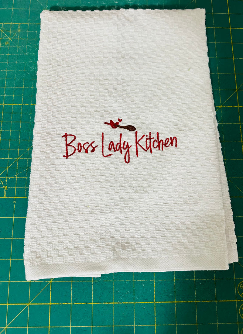 Boss Lady Kitchen Embroidered Dish Towels