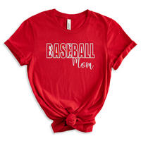 "Baseball Mom" Glitter HTV Embroidered T-Shirt