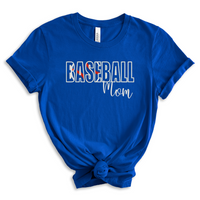 "Baseball Mom" Glitter HTV Embroidered T-Shirt