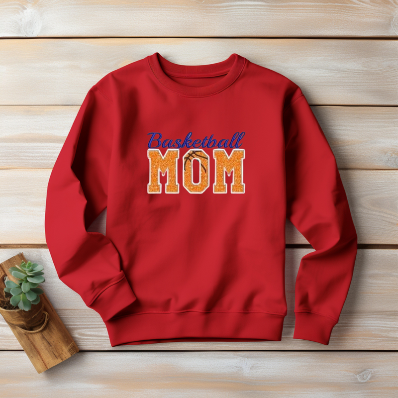 Gildan Basketball Mom Crewneck Sweatshirt | Embroidered | Sizes S-3XL