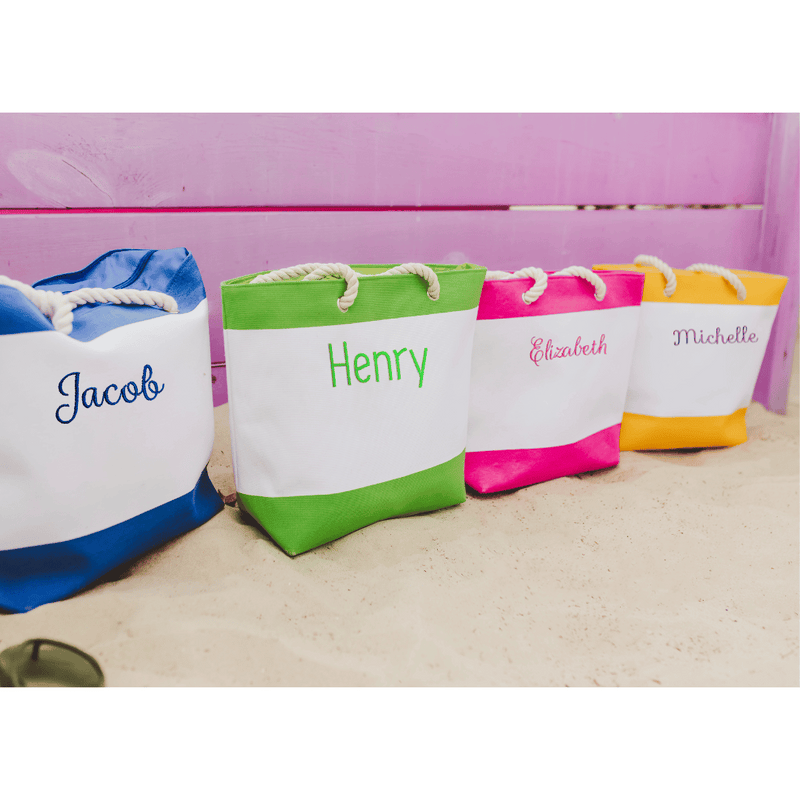 Beach Bundle: Canvas Bag with Rope Handles & Personalized Towel