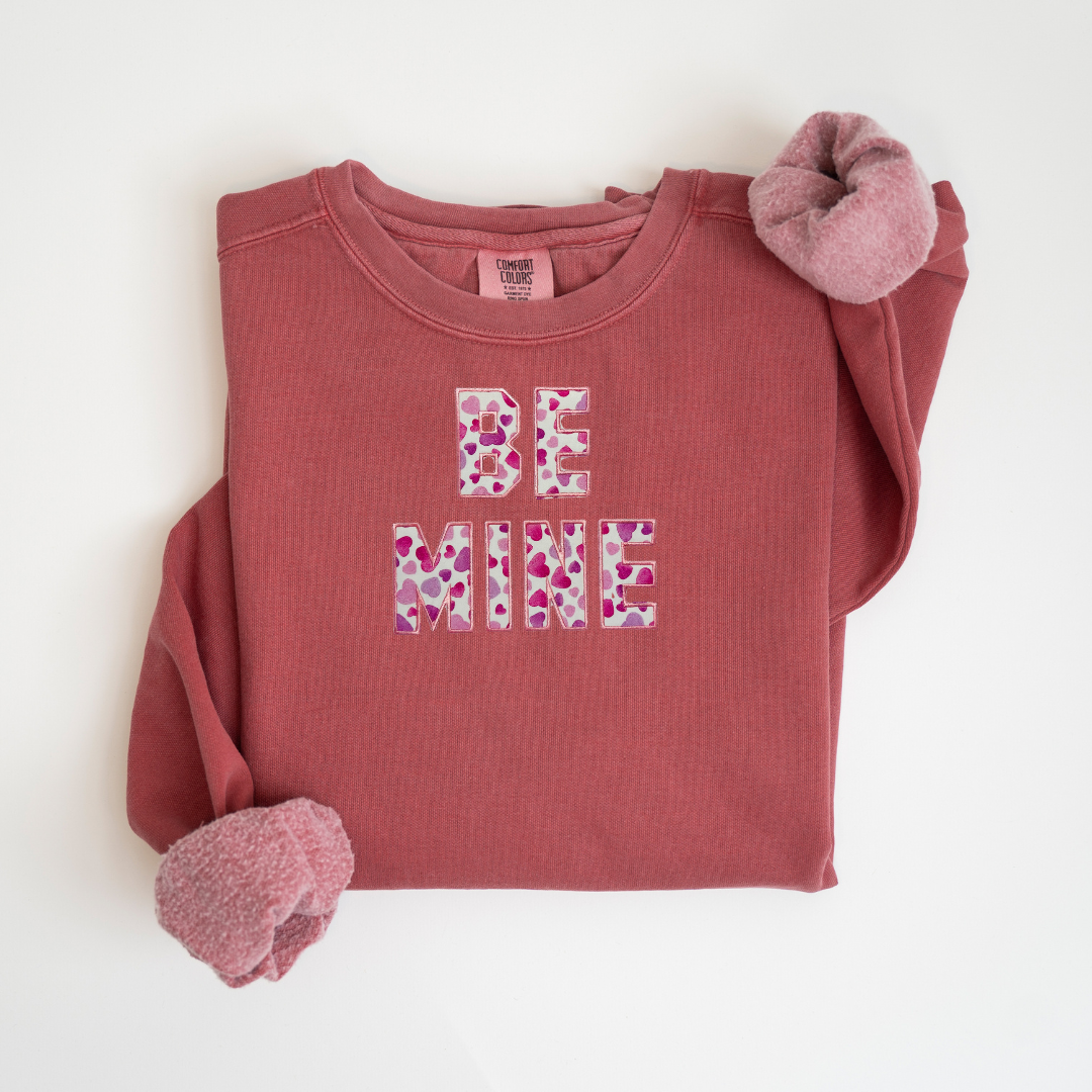 Personalized Comfort Colors Be Mine Valentine's Day Crewneck Sweatshirt