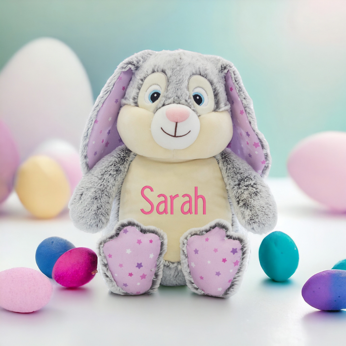 Personalized Purple Embroidered Easter Bunny - 18 Inch, Customizable Design