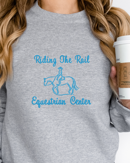 Adult Riding the Rail Embroidered Crewneck