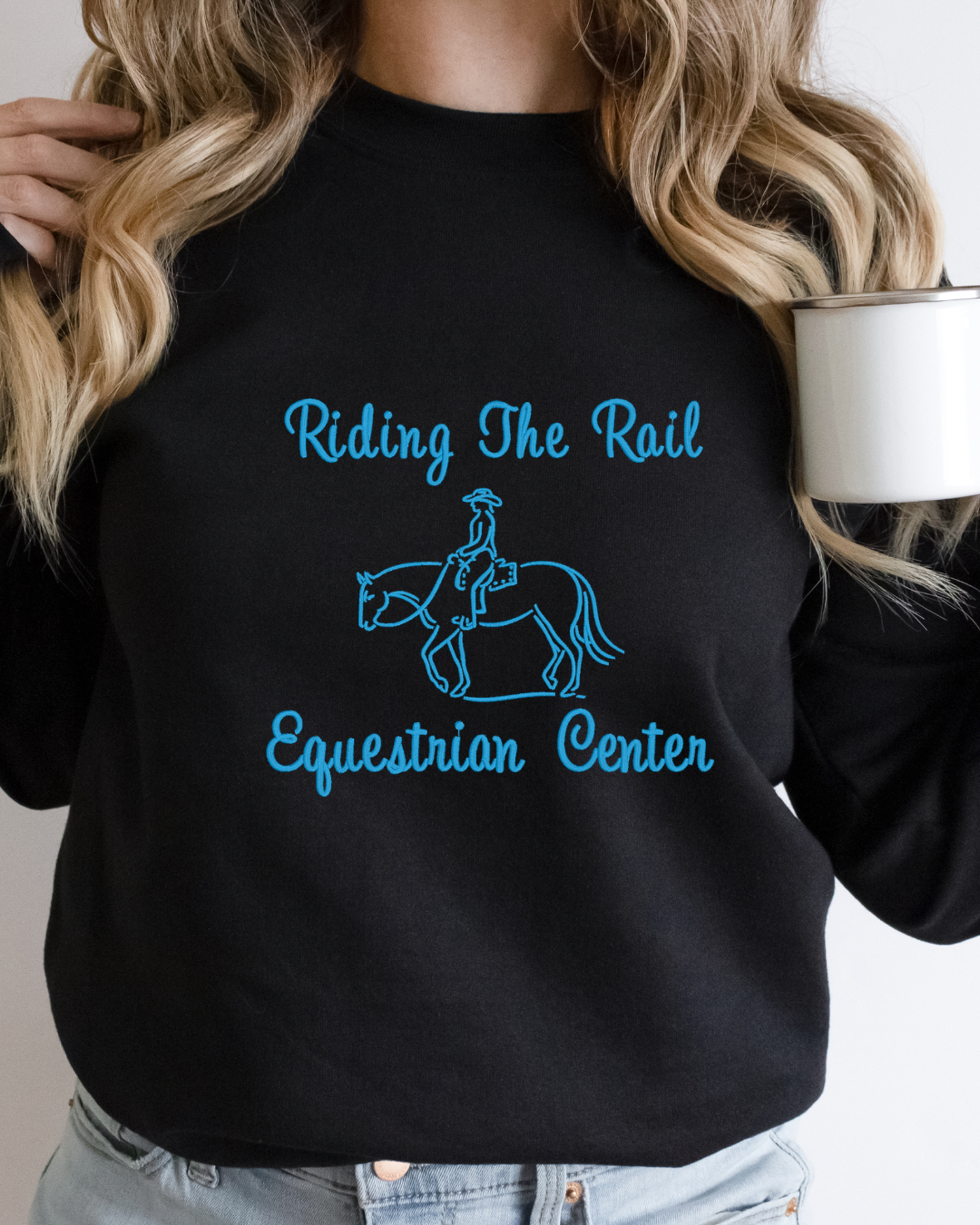Adult Riding the Rail Embroidered Crewneck
