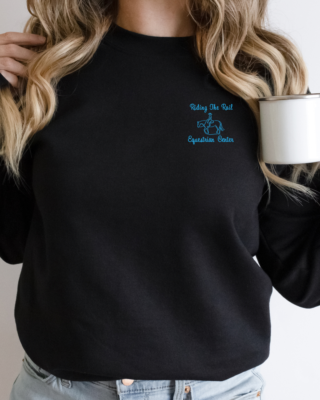 Adult Riding the Rail Embroidered Crewneck