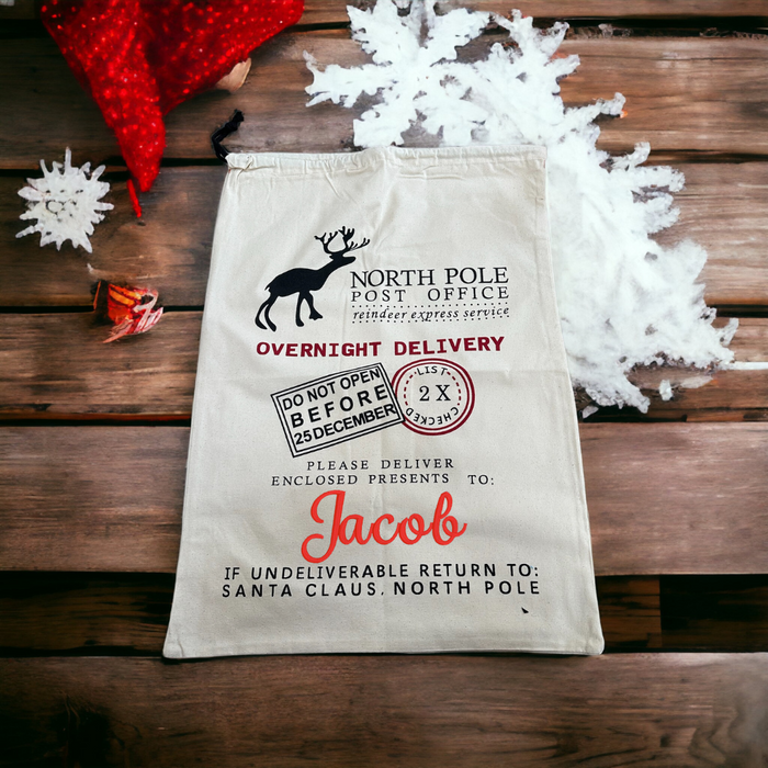 Personalized North Pole Post Office Santa Sack