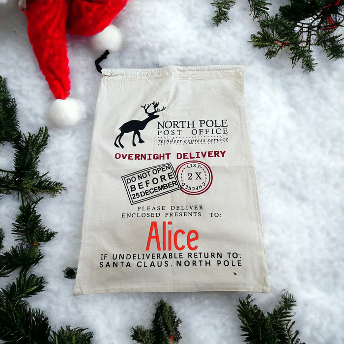 Personalized North Pole Post Office Santa Sack