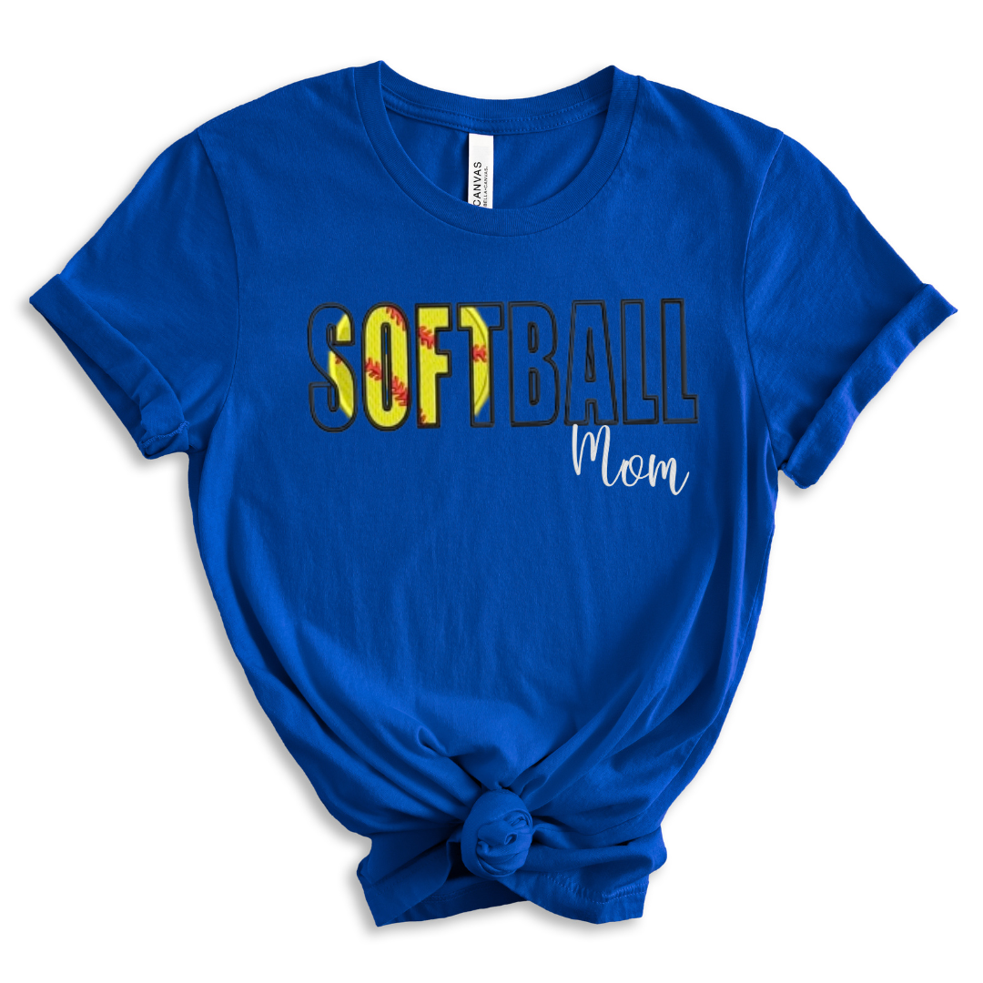 Sparkling Softball Mom Embroidered T-Shirt