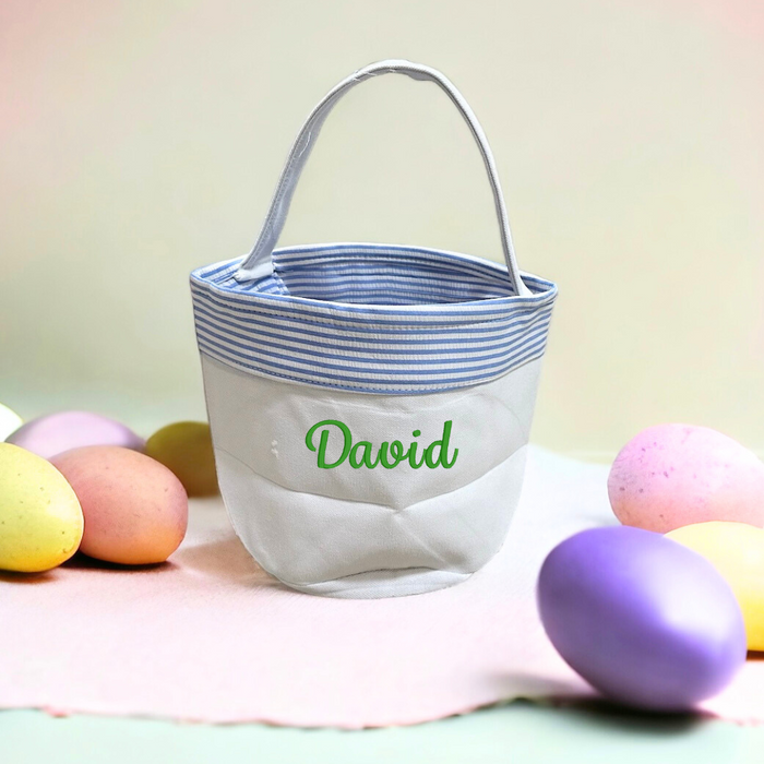 Personalized Seersucker Easter Basket | Handcrafted Easter Basket
