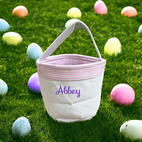 Personalized Seersucker Easter Basket | Handcrafted Easter Basket