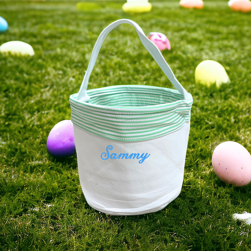 Personalized Seersucker Easter Basket | Handcrafted Easter Basket
