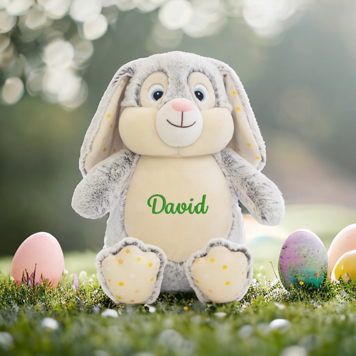 Personalized Yellow Embroidered Easter Bunny - 18 Inch, Customizable Design