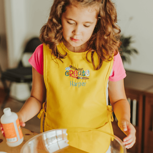 Personalized Toddler Art Smock – Embroidered “Create” Design