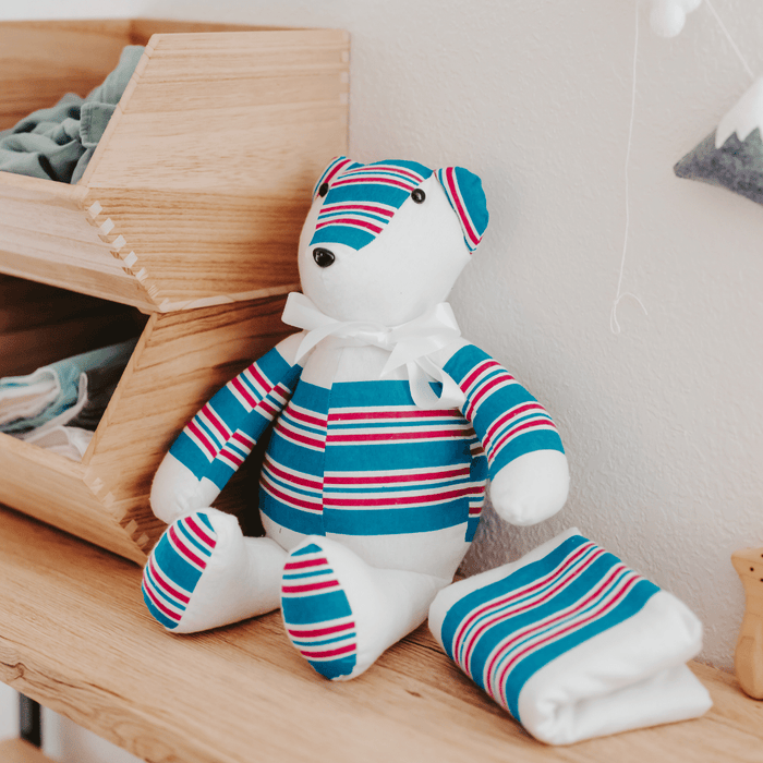 Introducing our handmade memory bears, crafted with love and care from your baby's blanket! Our custom memory bears are a beautiful and unique way to cherish your li