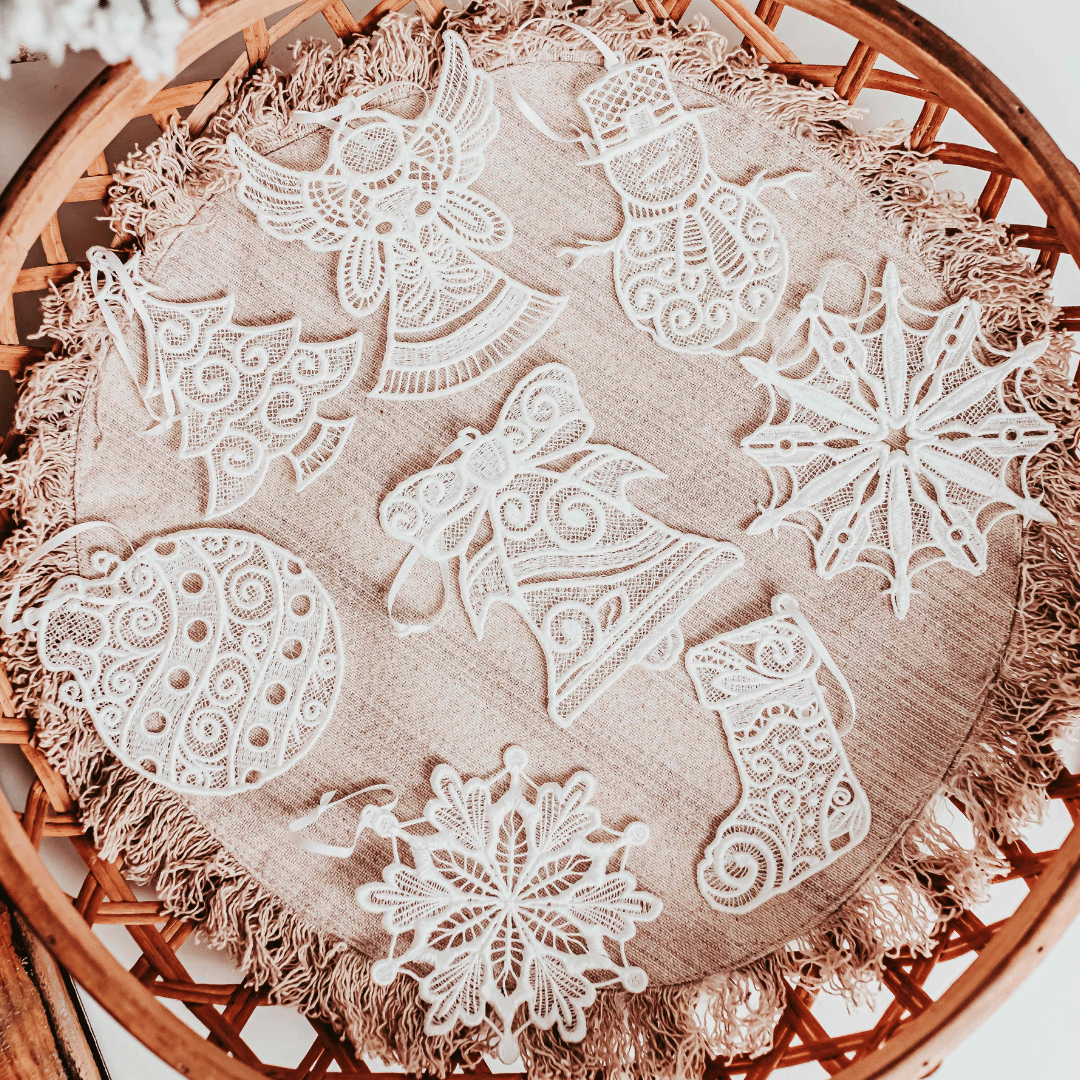 Lace ornaments are a beautiful Christmas decoration for your home. It will occupy a special place on top of your Christmas tree and bring joy and happiness to every 