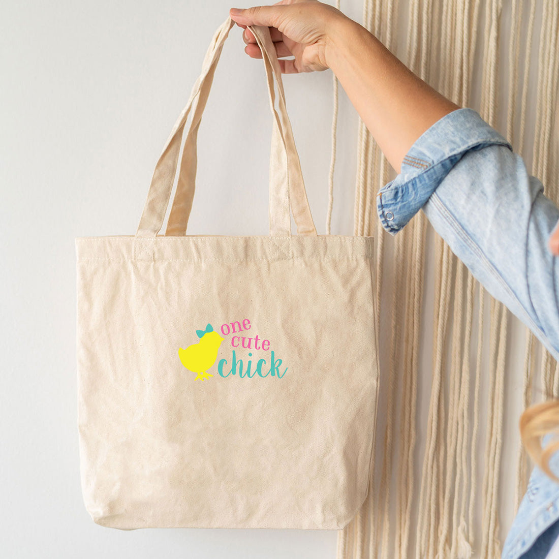 One Cute Chick Embroidered Canvas Tote