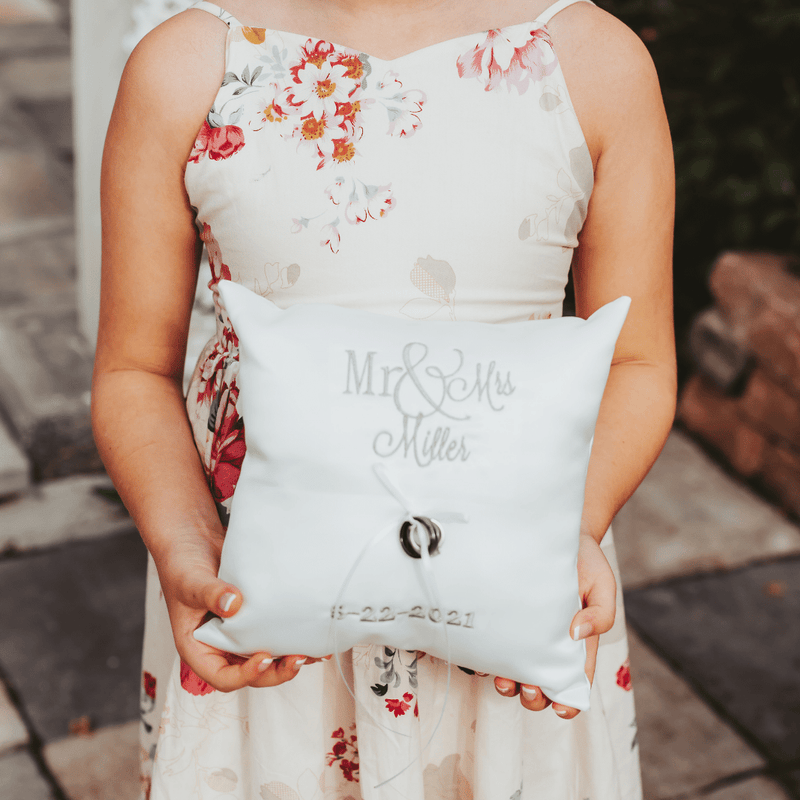 Custom Embroidered Ring Pillow