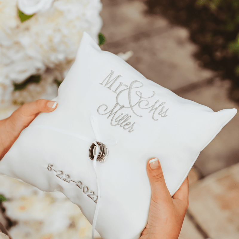 Custom Embroidered Ring Pillow