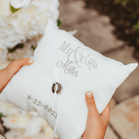 Looking for an elegant and personalized accessory for your wedding ceremony? Look no further than our custom embroidered wedding ring pillow! Made with high-quality 