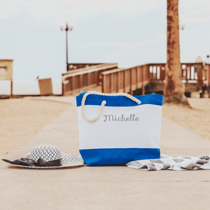 Royal Blue Canvas Beach Bag