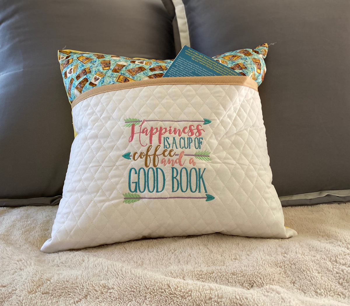 Book Pillow - Reading pillow - pocket pillow - gift for book lover