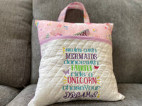 Unicorn Book Pillow - Reading Pillow - Pocket Pillow - Gift for Child