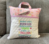 Unicorn Book Pillow - Reading Pillow - Pocket Pillow - Gift for Child