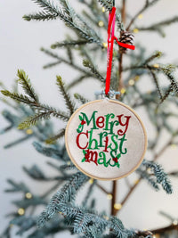 Christmas ornaments are the perfect gift for someone. This ornament is machine embroidered. Features a wooden embroidery hoop. You can use this ornament as a gift ta