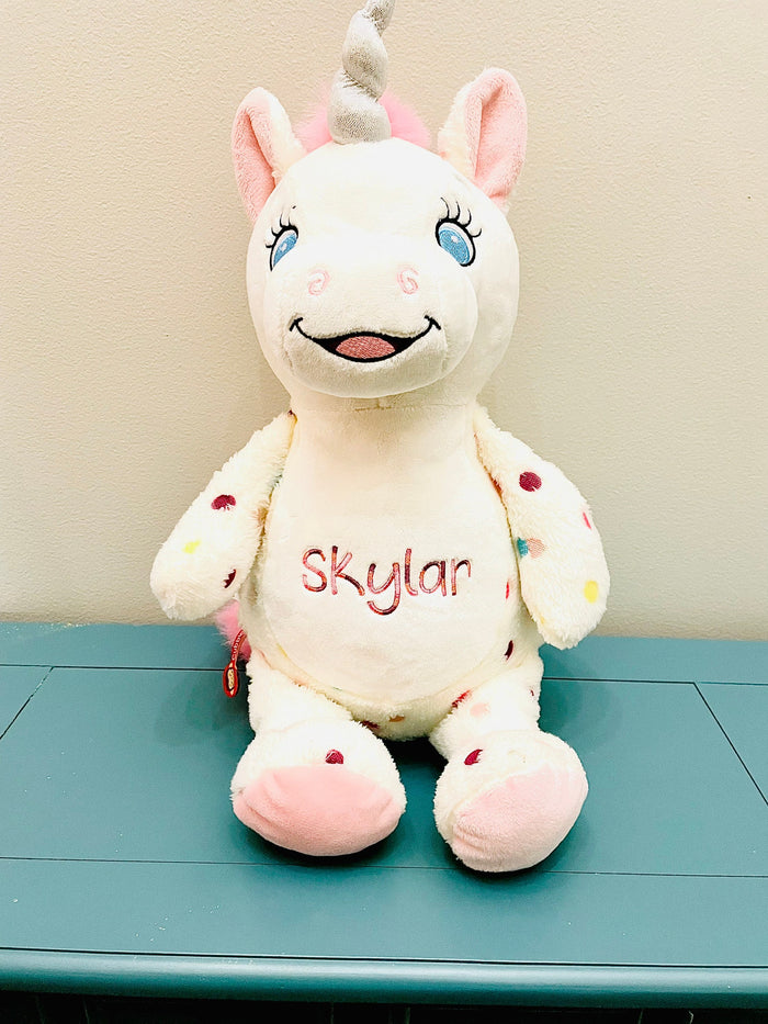 Unicorn Stuffed Animal, Embroidered, Personalized, Baby Gift
