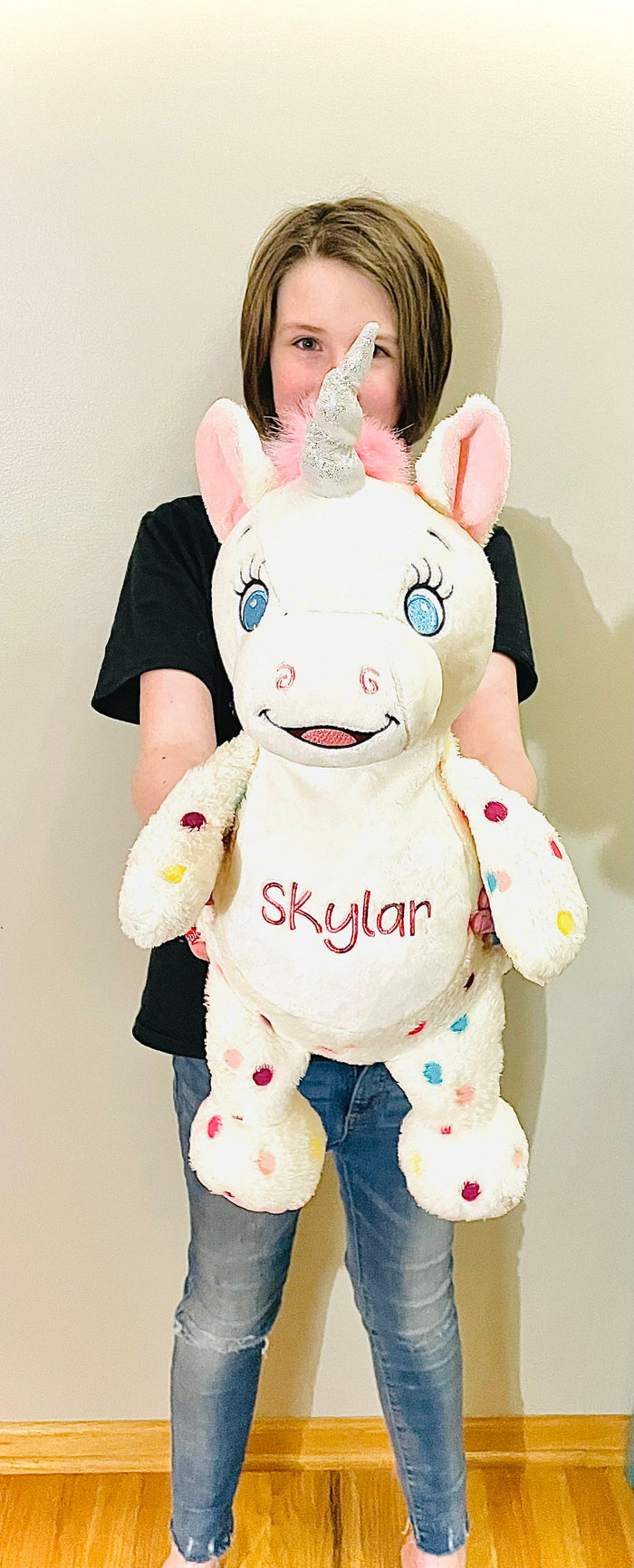 Unicorn Stuffed Animal, Embroidered, Personalized, Baby Gift