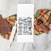 Decorate your kitchen and bring some traditional charm to your Thanksgiving table with this beautiful flour sack towel. It features a vintage look, with decorative s