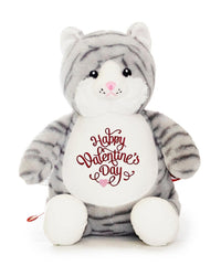 Love is in the air! Surprise your special someone with a cute cat for Valentine's Day. This 18 inch tall cat is soft, plush and ready to show how much you care. Feat