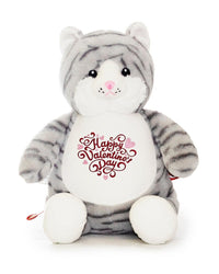 Love is in the air! Surprise your special someone with a cute cat for Valentine's Day. This 18 inch tall cat is soft, plush and ready to show how much you care. Feat