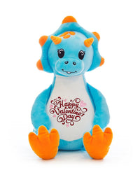 Love is in the air! Surprise your special someone with a cute dinosaur for Valentine's Day. This 18 inch tall blue dinosaur is soft, plush and ready to show how much