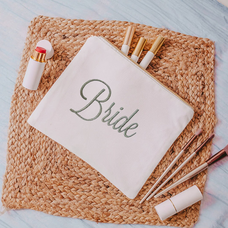 Introducing our beautifully crafted canvas cosmetic bag, perfect for any bride-to-be! The bag is made of sturdy canvas material, ensuring it will last through all th