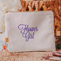 Introducing our beautifully crafted canvas cosmetic bag, perfect for any flower girl! The bag is made of sturdy canvas material, ensuring it will last through all th