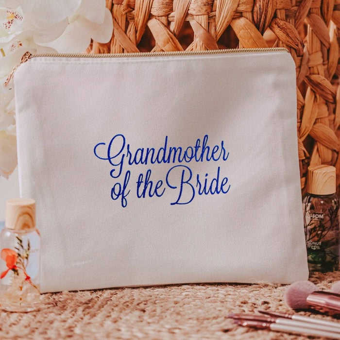 Introducing our beautifully crafted canvas cosmetic bag, perfect for the grandmother of the bride! The bag is made of sturdy canvas material, ensuring it will last t