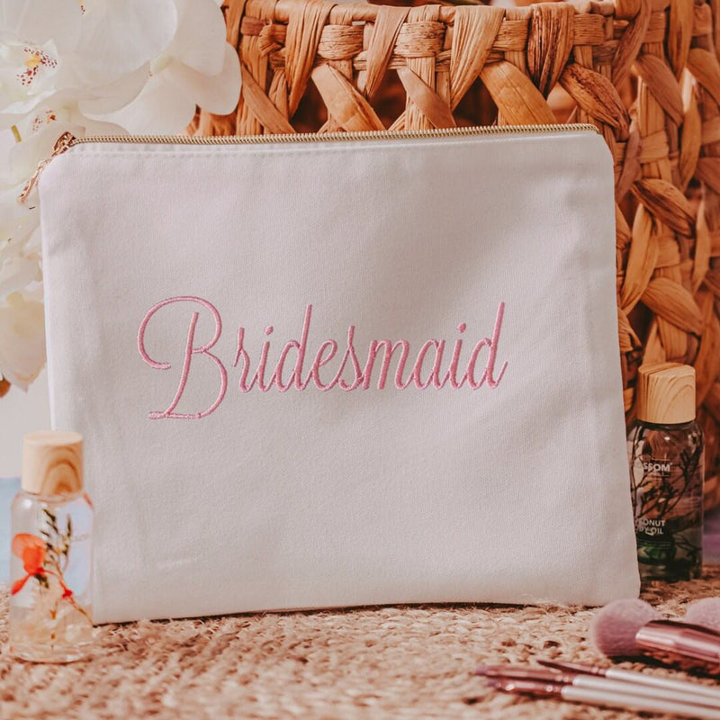 Bridesmaid Makeup Bag, Personalized Makeup Bag, Embroidered Makeup Bag, Bridal Party Gifts, Wedding Gift,