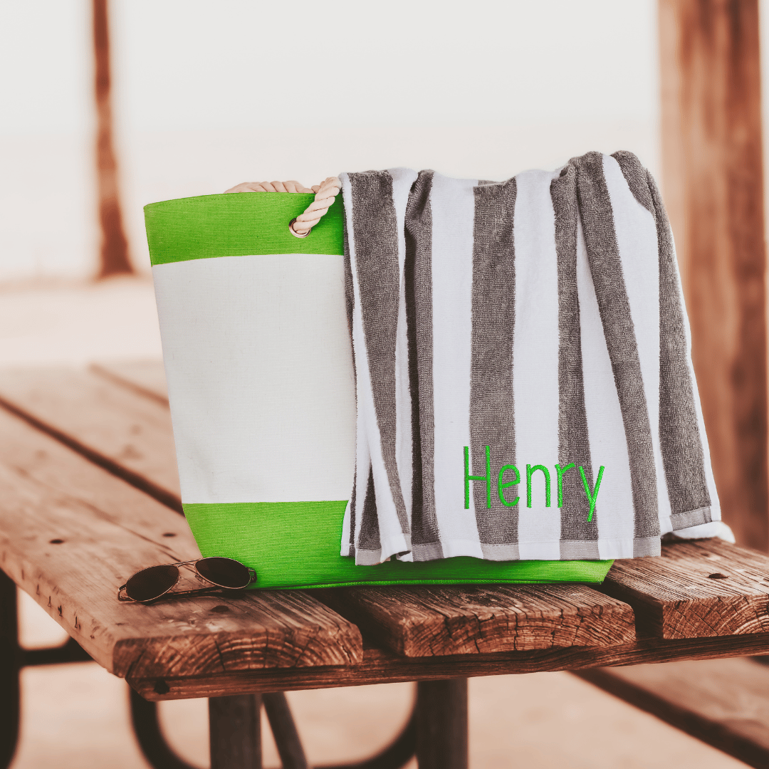 Lime Green Canvas Beach Bag